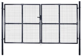 Cancello Per Giardino Rete İn Acciaio Zincato 289x150 Cm Grigio /