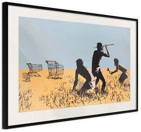 Poster  Banksy: Trolley Hunters  Cornice Quadri Cornice nera con pass-partout, Larghezza x Altezza Home decor 60x40