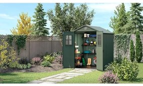 Casetta Da Giardino In Resina 190x183x221H Cm Darwin Verde 6x6 Con Finestre Keter