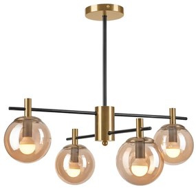 Lampadario a sospensione con supporto rigido LILOU 4xE14/5W/230V oro/nero/fumé beige