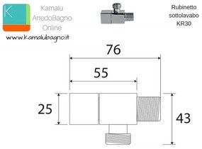 Kamalu - Rubinetto sottolavabo squadrato cartuccia ceramica KR30