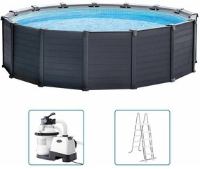 Intex - Set Piscina Fuori Terra Graphite Gray Panel 478x124 cm