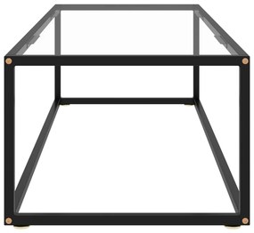 Tavolino da salotto nero con vetro temperato 120x50x35 cm