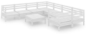 Set salotto da giardino 9 pz in legno massello di pino bianco