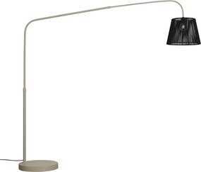 Lampada da terra per esterni Japandi beige con paralume in corda nera IP44 - Arc Jayla
