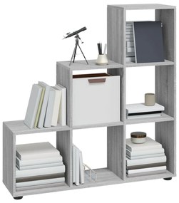 Libreria a scala grigio sonoma 107 cm in legno multistrato