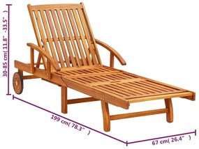 Sdraio 2 pz con Cuscini in Legno Massello di Acacia