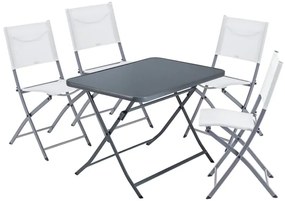 Set tavolo e sedie Emys NATERIAL in acciaio bianco per 4 persone