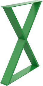 Gamba per mobili a X STEELMI Cross in acciaio verde lucido L 58 x P 8 x H 71 cm