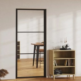 Porta Da Interno Esg Vetro E Alluminio 93x201,5 Cm Nera /