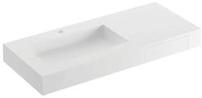Lavabo a incasso rettangolare L 120 x H 14 x P 46 cm in solid surface bianco