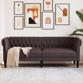 Divano Chesterfield A 3 Posti Marrone Scuro İn Tessuto /