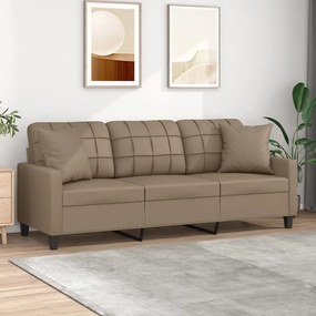 Divano A 3 Posti Con Cuscini Cappuccino 180 Cm İn Similpelle /