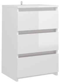 Comodino bianco lucido 40x35x62,5 cm in truciolato