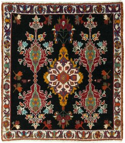 Shiraz Tappeto 70x60 Nero (Iran) Annodato A Mano