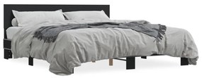 Giroletto Nero 180x200 Cm İn Legno Multistrato E Metallo /