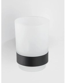 Bicchiere in vetro nero opaco da parete per spazzolini da denti Bosio - Wenko