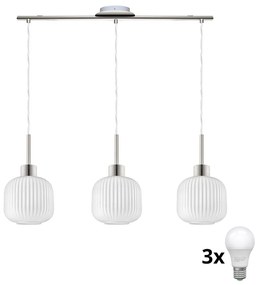 Lampadario LED su cavo HARMA 3xE27/60W/230V cromo satinato/bianco