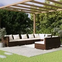 Set Divani da Giardino 8 pz con Cuscini in Polyrattan Marrone 3102402