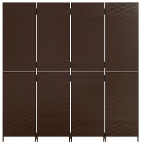 Divisorio per ambienti a 4 pannelli marrone in polyrattan