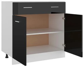 Armadio con Cassetto Nero Lucido 80x46x81,5 cm in Truciolato