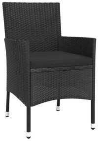 Set bistrò da giardino 5 pz con cuscini in polyrattan nero