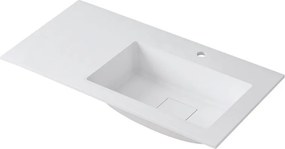 Lavabo a incasso rettangolare vasca a destra L 90.5 x H 15 x P 46 cm in resina bianco opaco