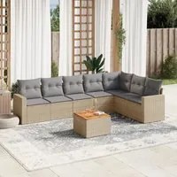 Set Divano da Giardino 8 pz con Cuscini Beige in Polyrattan 3224155