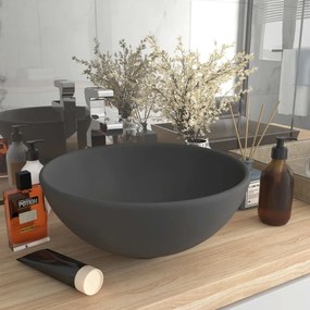 Lavandino Lusso Rotondo Grigio Scuro Opaco 32,5x14 Cm Ceramica /