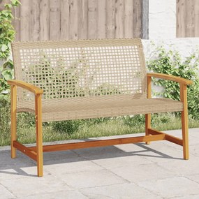 Panca da giardino beige 112 cm in polyrattan e legno di acacia