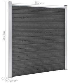 Set Pannelli di Recinzione in WPC 526x186 cm Nero