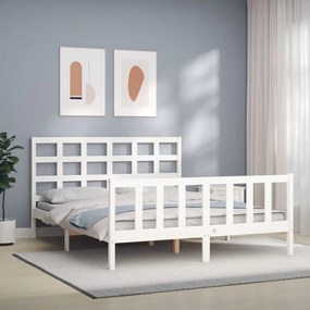 Giroletto Senza Materasso Bianco 160x200 Cm Legno Massello Pino /
