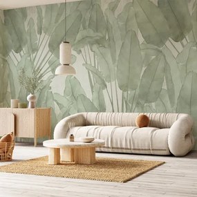 Carta Da Parati Geometric palm (verde) in TNT LISCIA- 260x300 cm