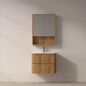 Mobile bagno 60 cannettato con lavabo incasso ceramica | KAM-NORTH-60C - KAMALU