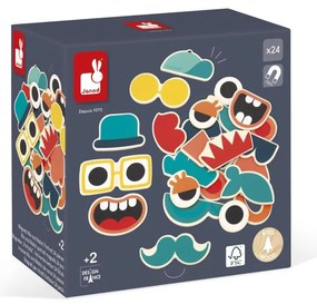 Magneti in legno - Teste divertenti - 24 pz