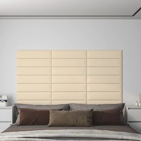 Pannelli Murali 12 Pz Crema 60x15 Cm Tessuto 1,08 M² /