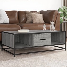 Tavolino Grigio Sonoma 100x57x35 Cm Legno Multistrato E Metallo /