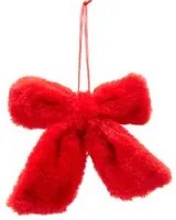 Fiocco rosso peluche per albero di Natale 16x22 cm