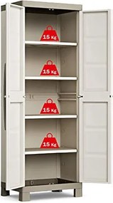 Armadio da Esterno 4 Ripiani 65x45x182H cm in Plastica Keter Excellence Alto Beige/Tortora...