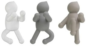 Set 3 appendini da muro bianco grigio e tortora fissaggio con viti o adesivo  Bruce