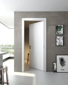 Porta interna a battente Pisa in legno di abete laccato colore bianco, L 60 x H 210 cm, apertura reversibile