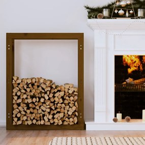 Portalegna Marrone Ambra 80x25x100cm İn Legno Massello Di Pino /