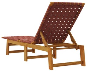 Lettino prendisole rosso in legno massello di acacia e tessuto