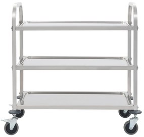 Carrello da cucina a 3 livelli 95x45x83,5 cm in acciaio inox