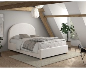 Letto matrimoniale imbottito bianco con contenitore con rete inclusa 140x200 cm Moon – Vipack