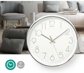 Nedis CLWA015PC30SR - Orologio da parete 1xAA bianco/argento