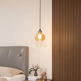 Lampada a sospensione Lindby Tymoni, 1 luce, ambra, vetro, Ø 20 cm