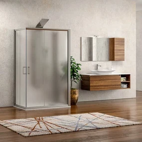 Kamalu - Box doccia tre lati 80x100x80 altezza 180 vetro opaco K410