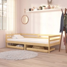 Divano letto con cassetti 90x200 cm legno massello di pino