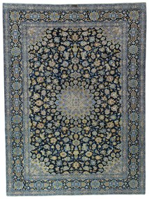 Kashan Tappeto 280x380 Blu (Iran) Annodato A Mano